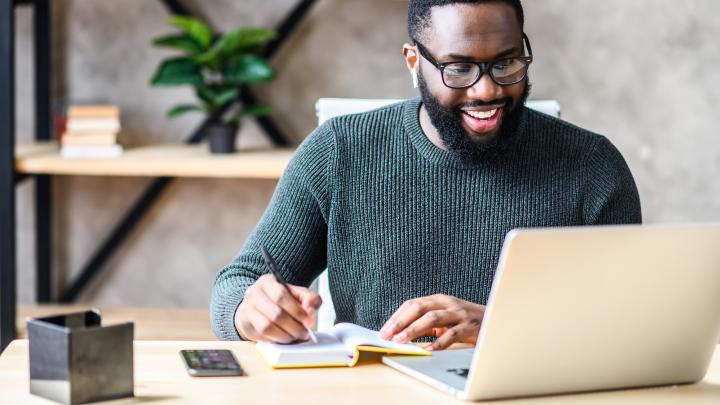 Person working at laptop