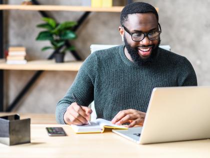 Person working at laptop