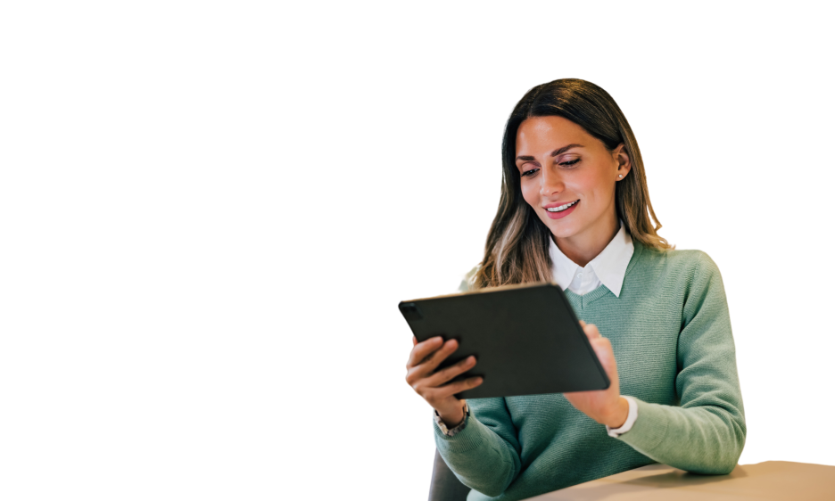 Woman looking at tablet